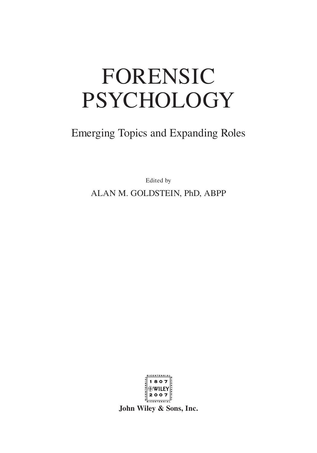 Forensic Psycholog: Emerging topics and Expanding Roles