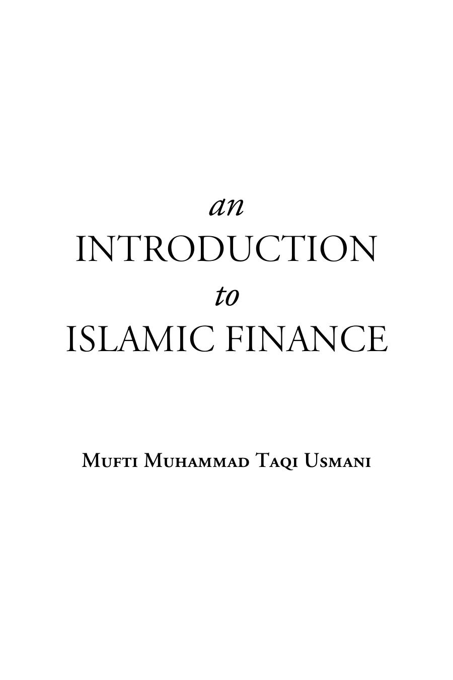 An Introduction to Islamic Finance