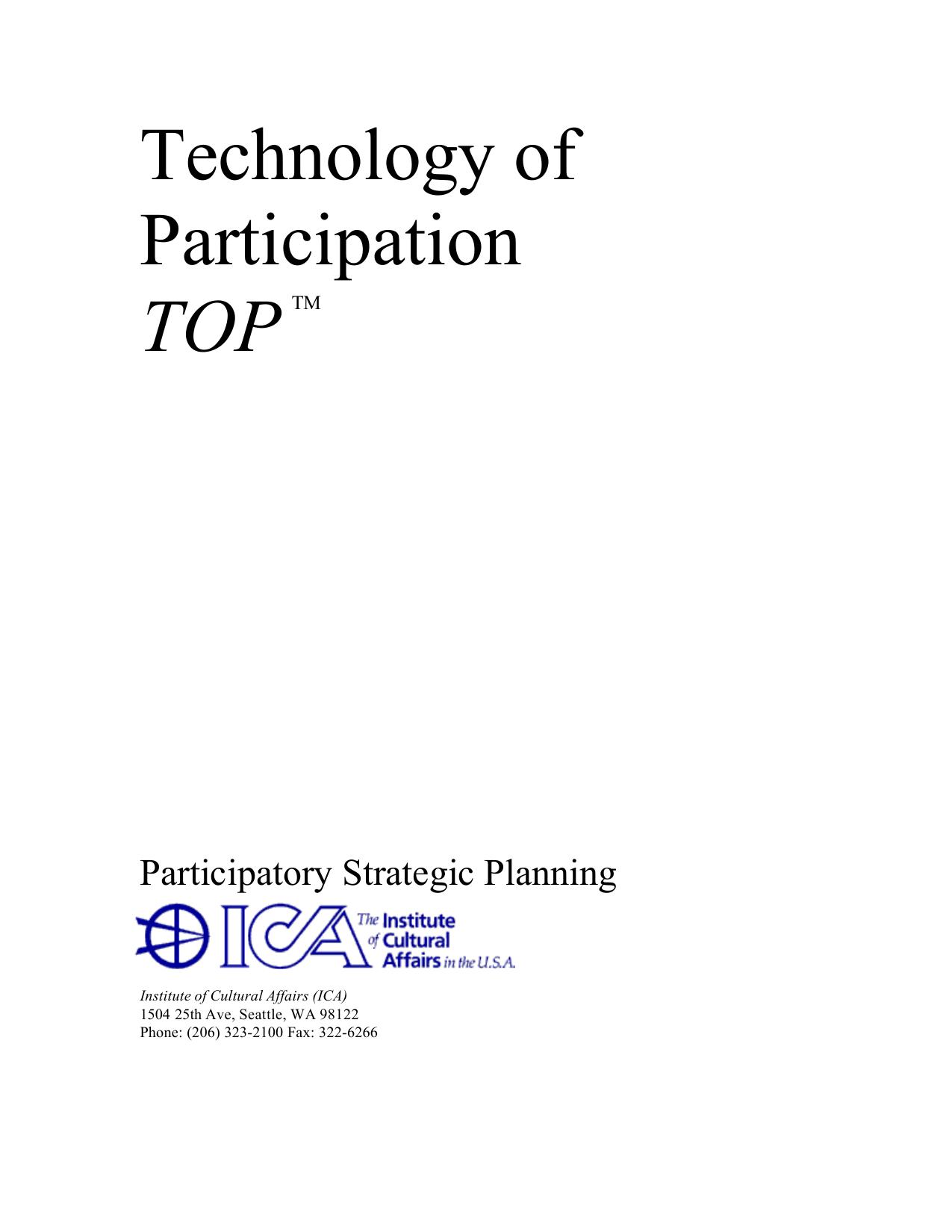 Transformational Strategy: Facilitation of ToP Participatory Strategic Planning