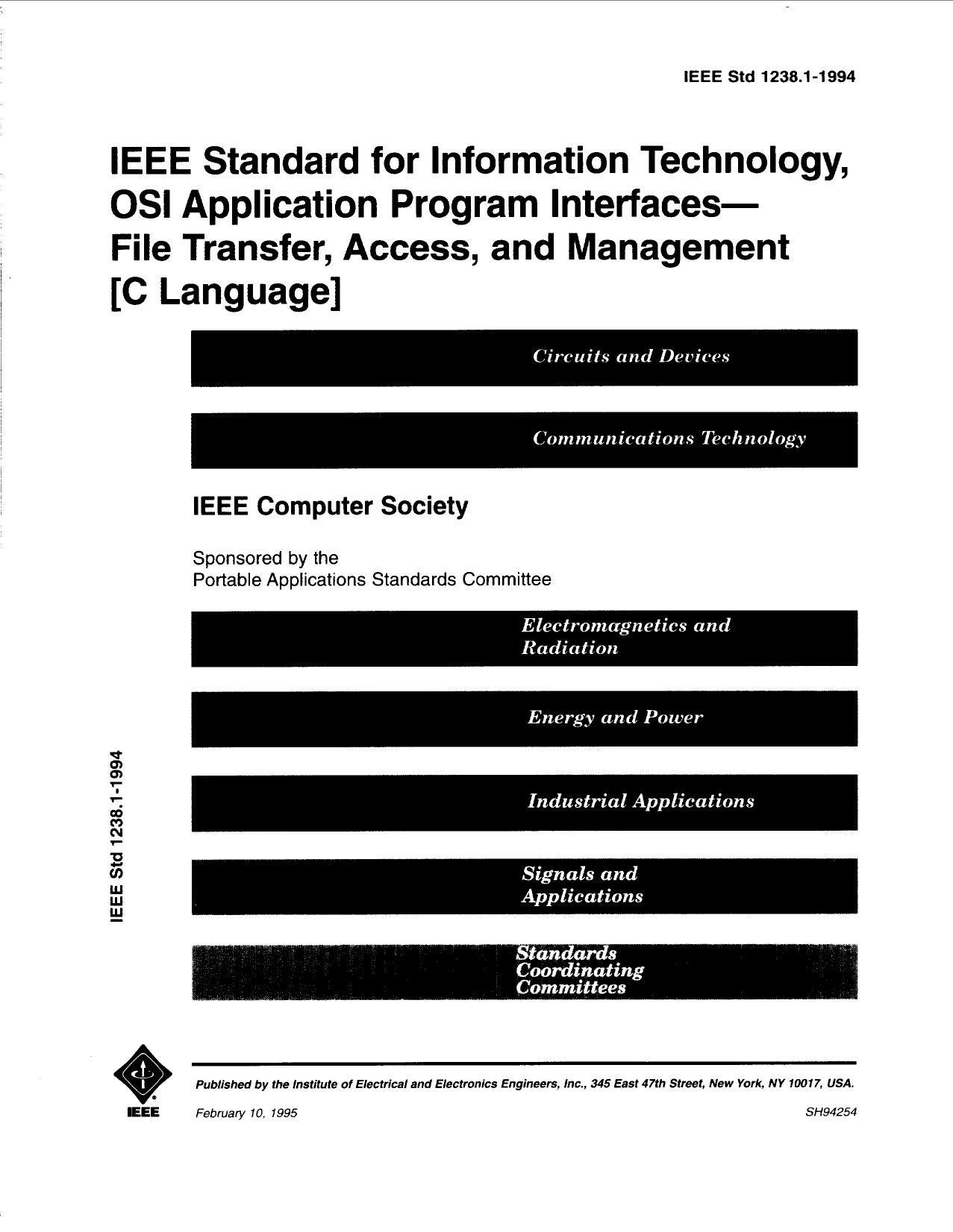 IEEE standard for information technology, OSI application program interfaces- file transfer, access, - IEEE Std 1238.1-1994