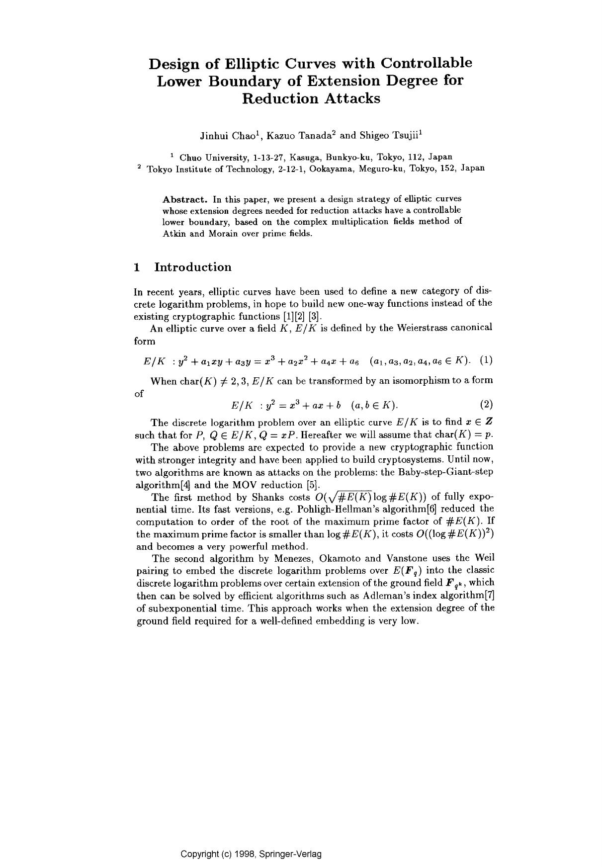 Design of elliptic curves with controllable lower boundary of extension degree for reduction attacks