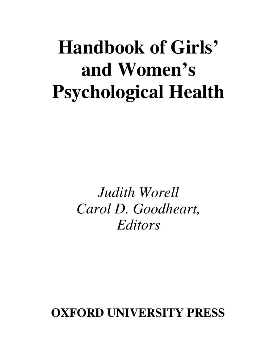 Handbook of Girls' and Women's Psychological Health