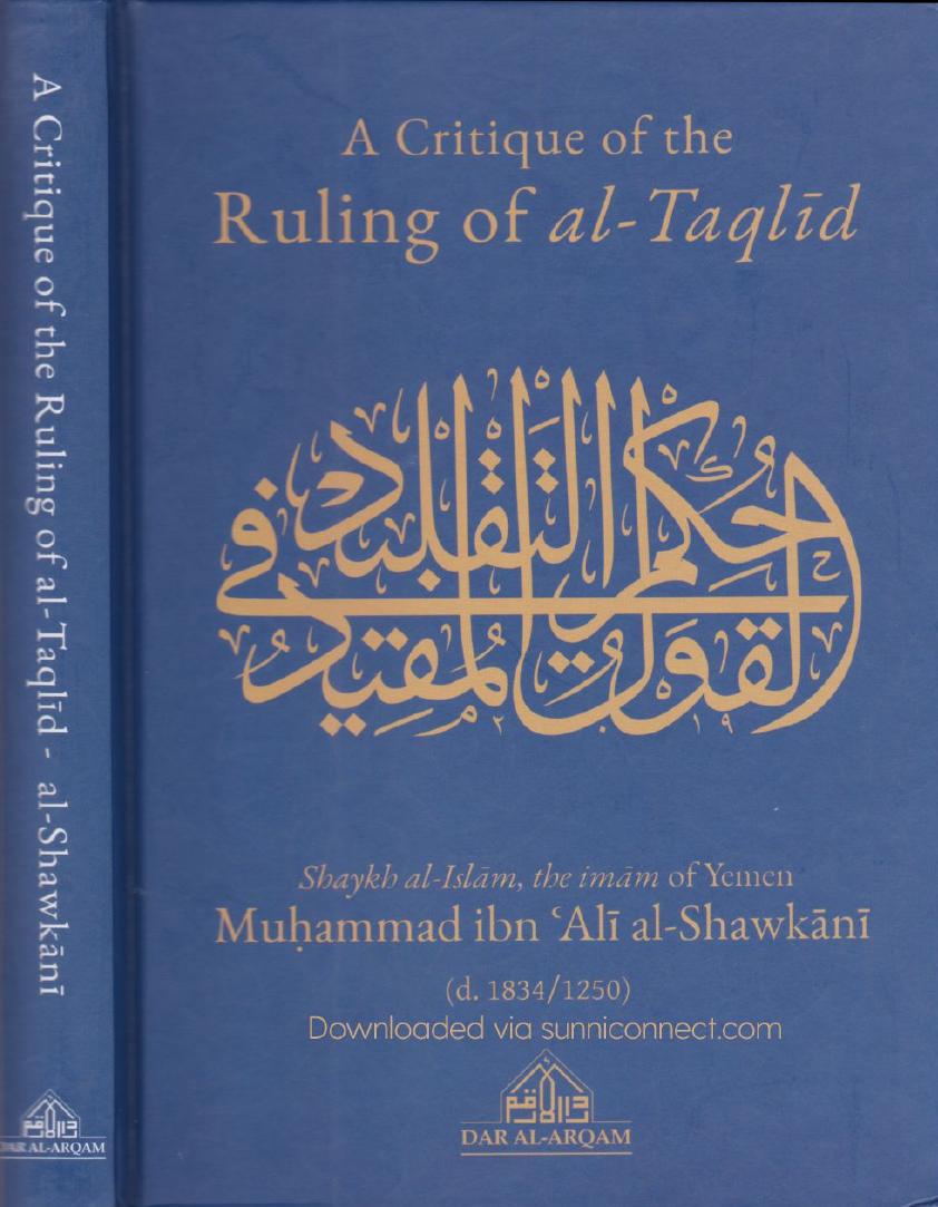 A Critique Of The Ruling Of al-Taqlid