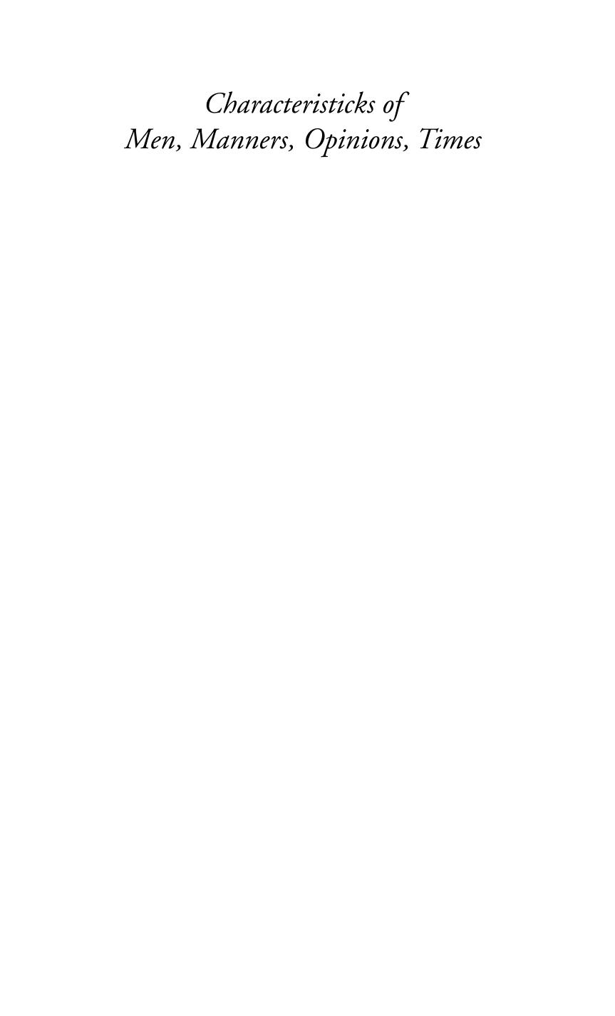 Characteristics of Men, Manners, Opinions, Times