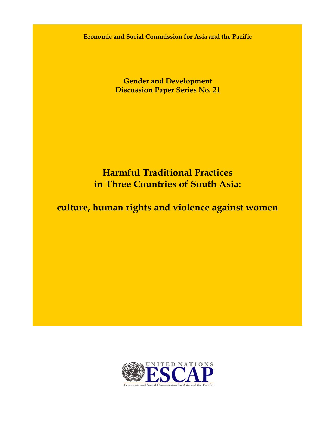 Gender and Development Discussion Paper Series No. 21