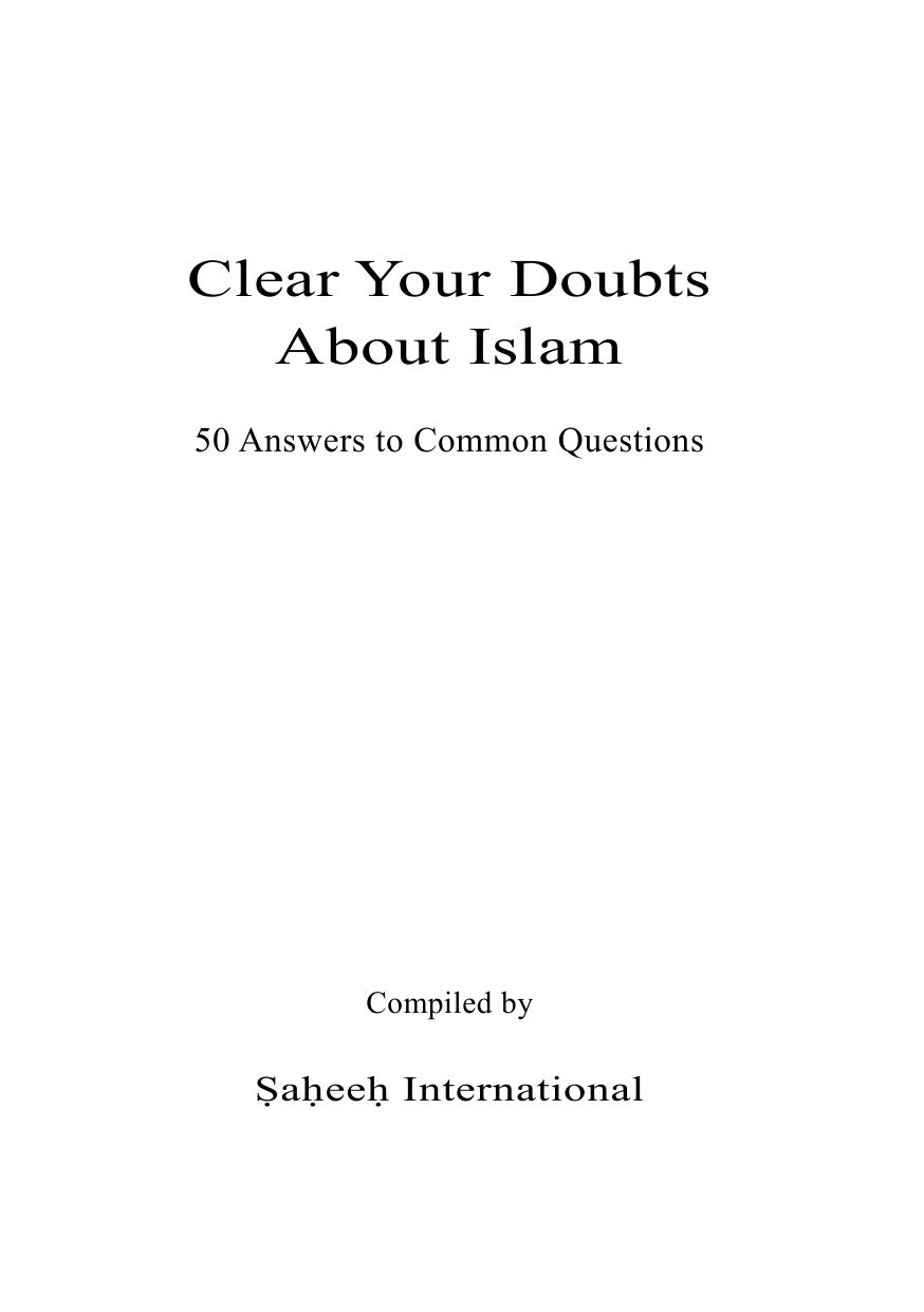 Clear Your Doubts About Islam