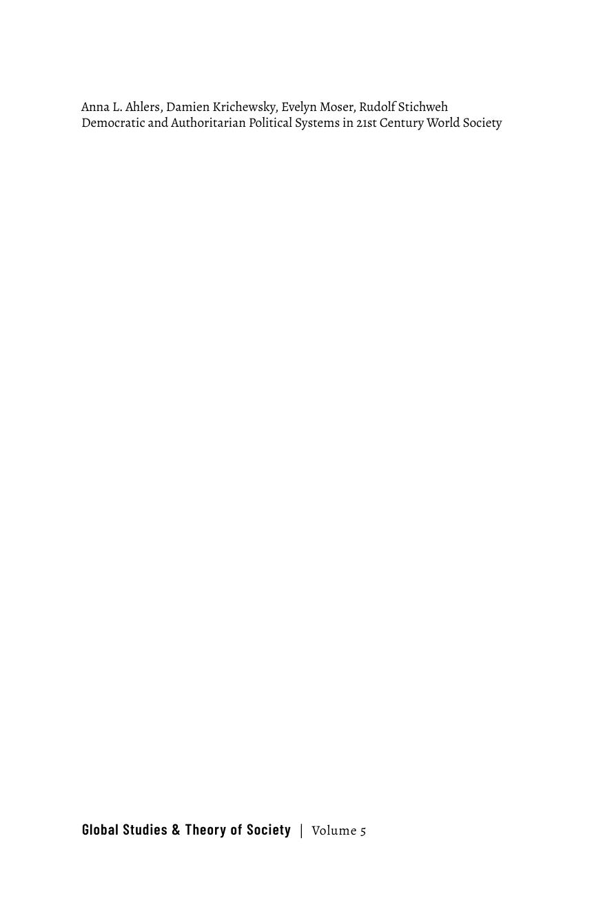 Democratic and Authoritarian Political Systems in 21st Century World Society: Vol. 1 – Differentiation, Inclusion, Responsiveness