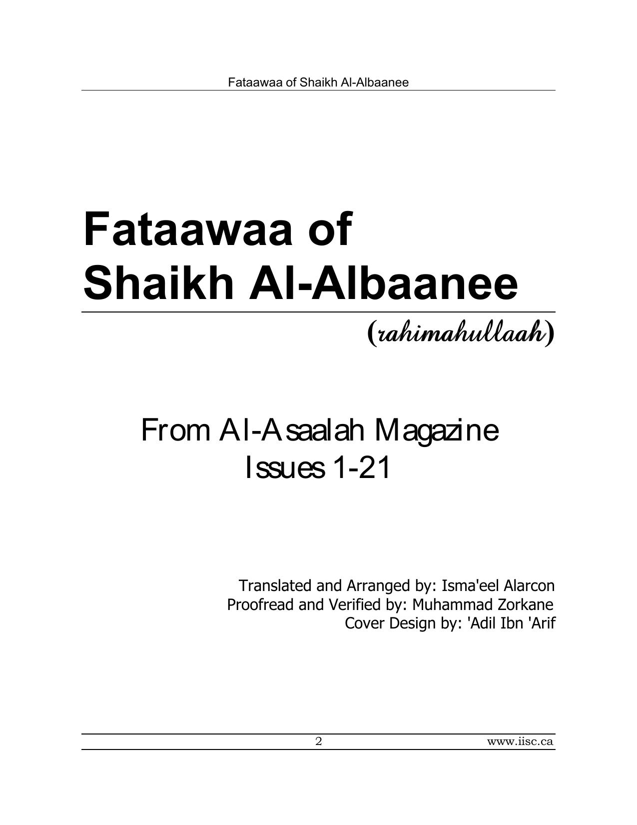 Fataawaa of Shaikh Al-Albaanee