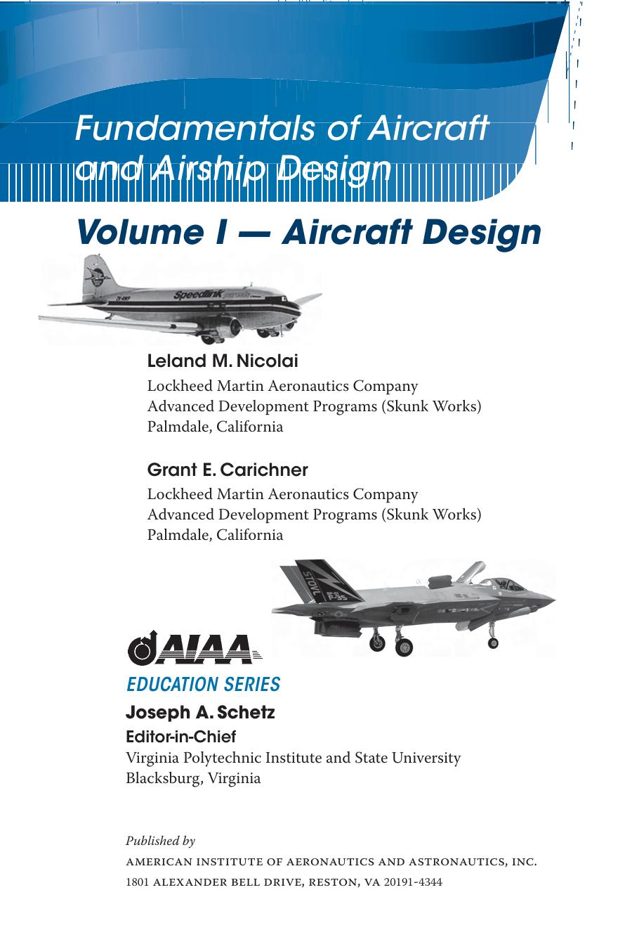 Fundamentals of Aircraft and Airship Design, Volume I — Aircraft Design