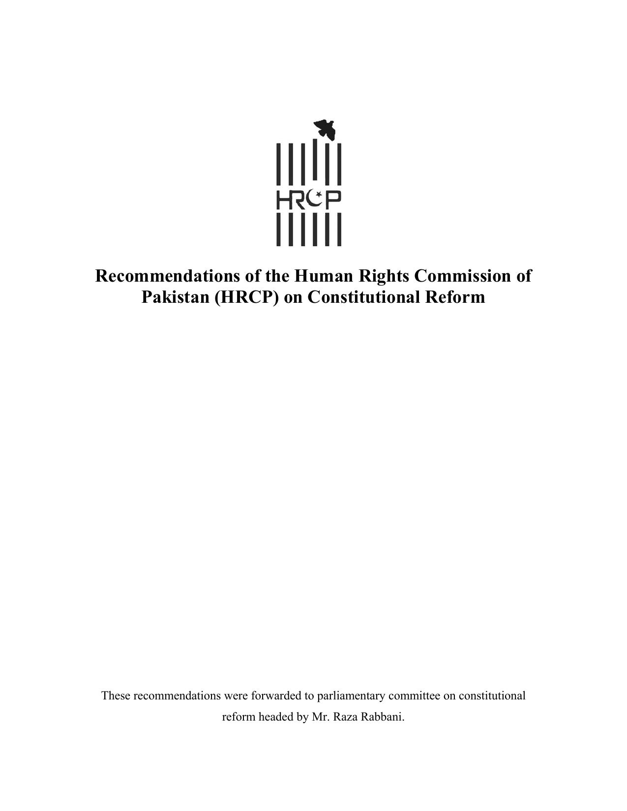 Microsoft Word - Recommendations of the Human Rights Commission of Pakistan