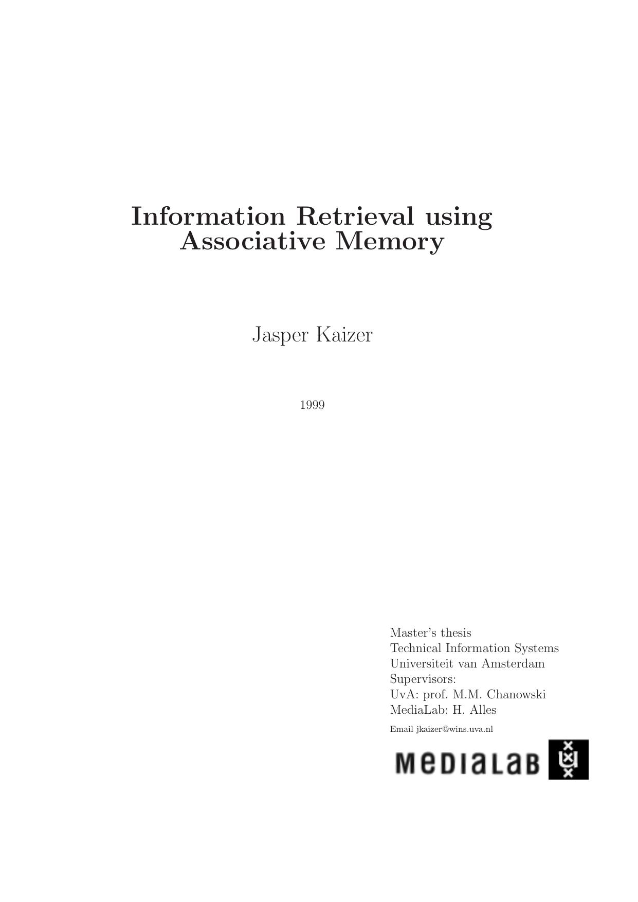 Information Retrieval using Associative Memory