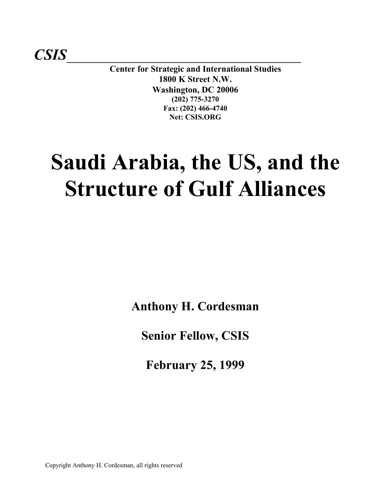 Saudi Arabia, the US, and the Structure of Gulf Alliances