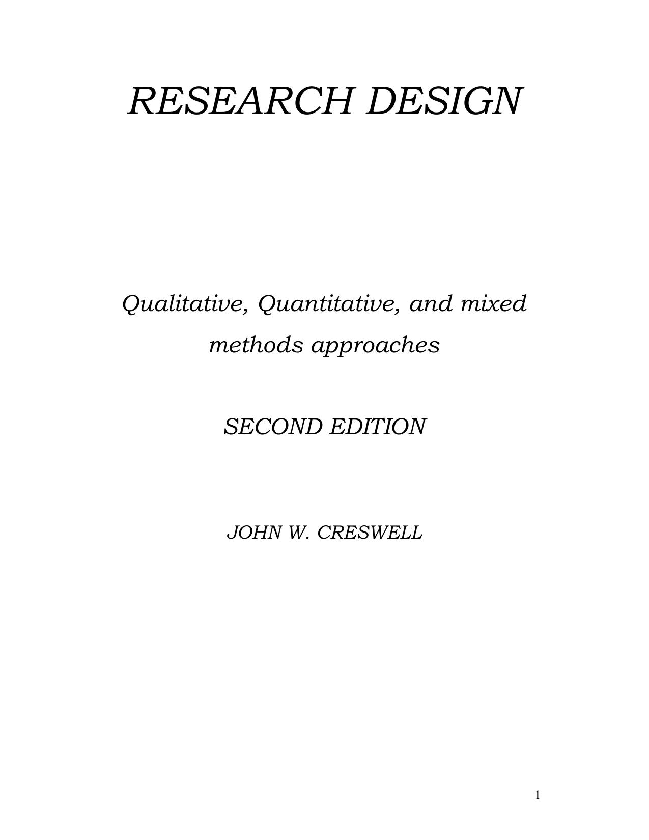 Research Design: Qualitative, Quantitative, and Mixed Methods Approaches