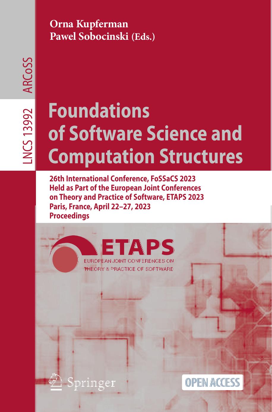 Foundations of Software Science and LNCS 13992 ARCoSS Computation Structures
