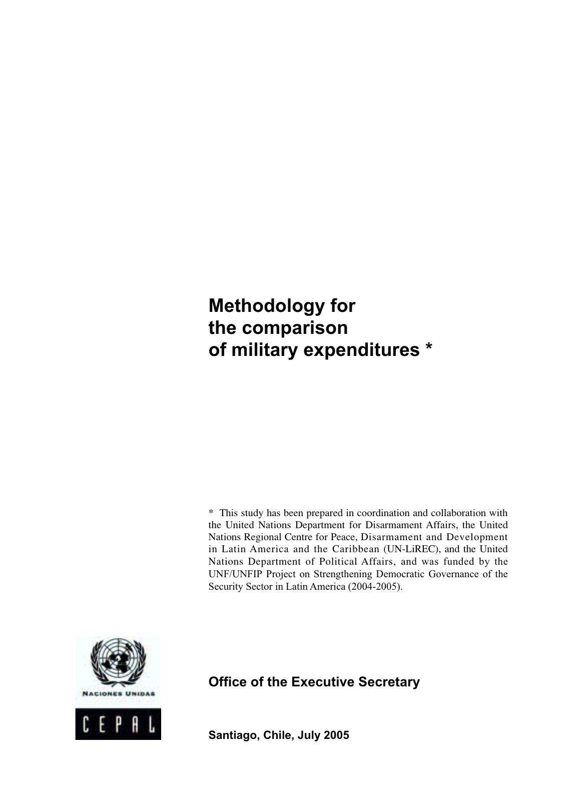 Methodology for the comparison of military expenditures