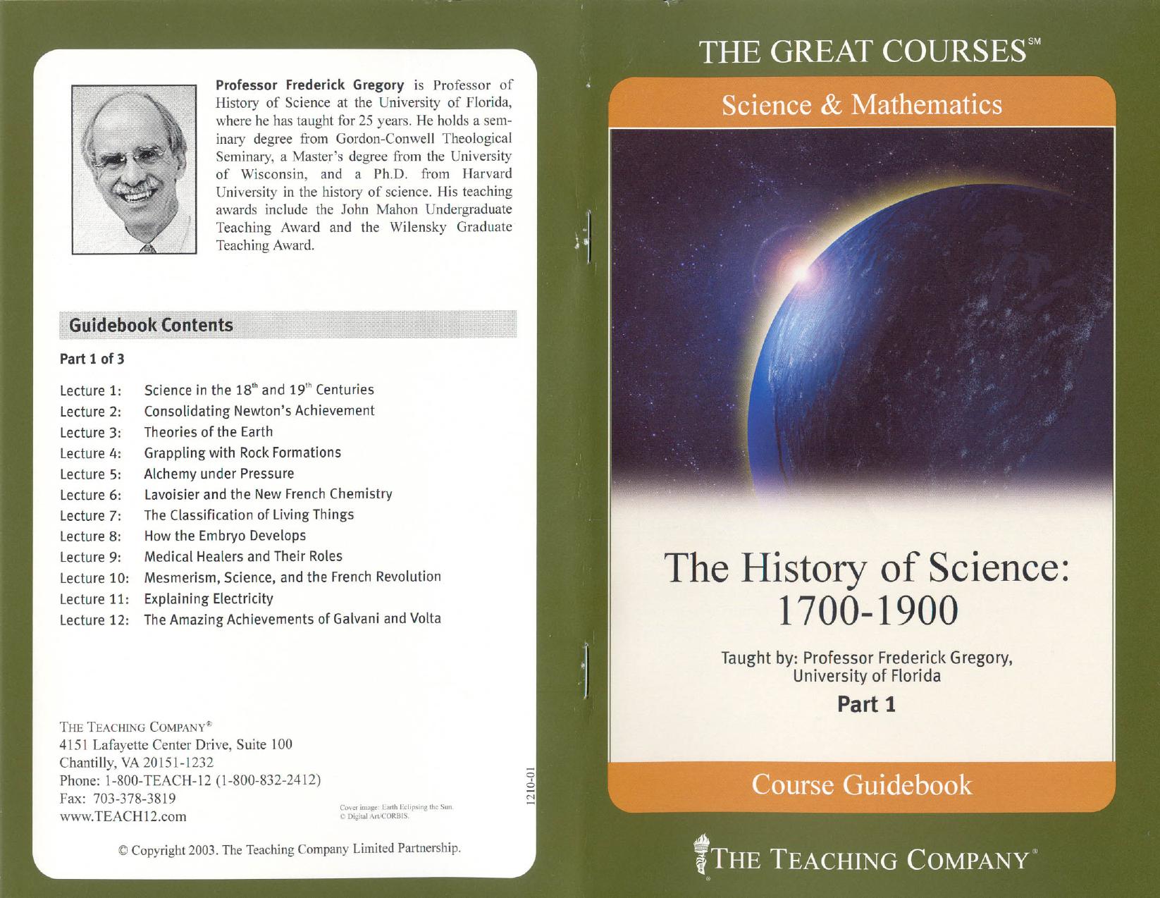 The History of Science: 1700-1900
