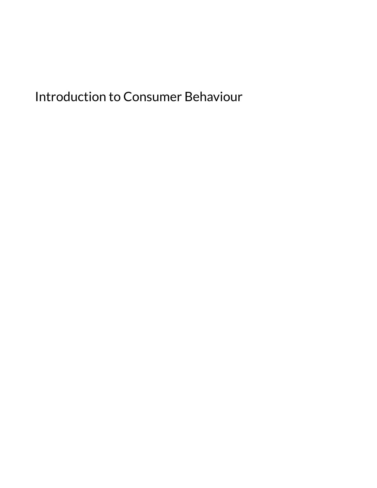 Introduction to Consumer Behaviour