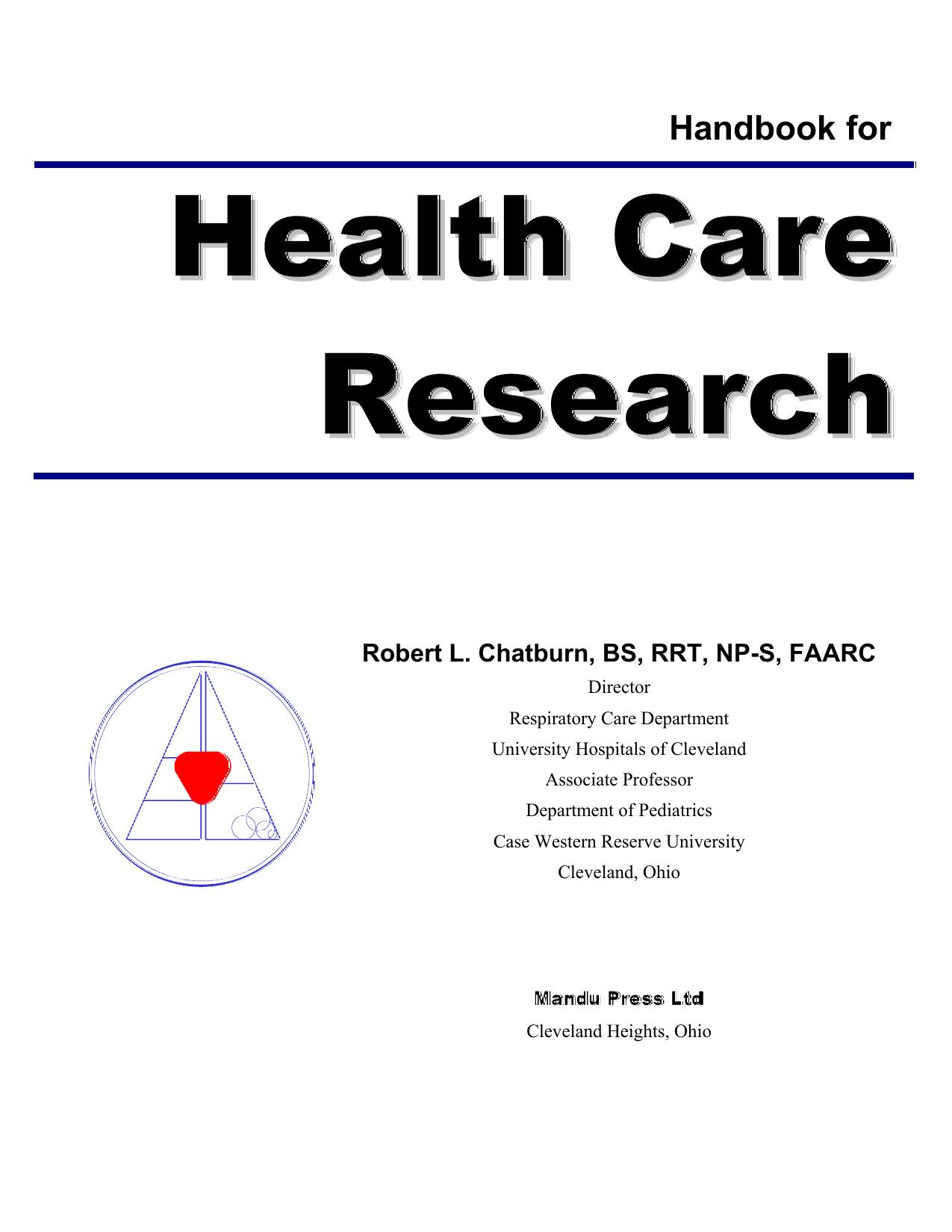 Handbook for Health Care Research