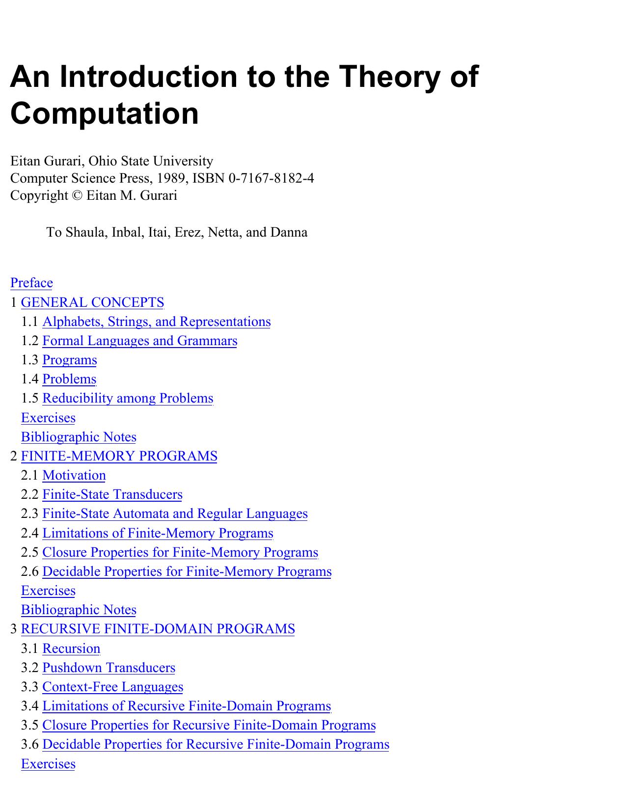 An Introduction to the Theory of Computation