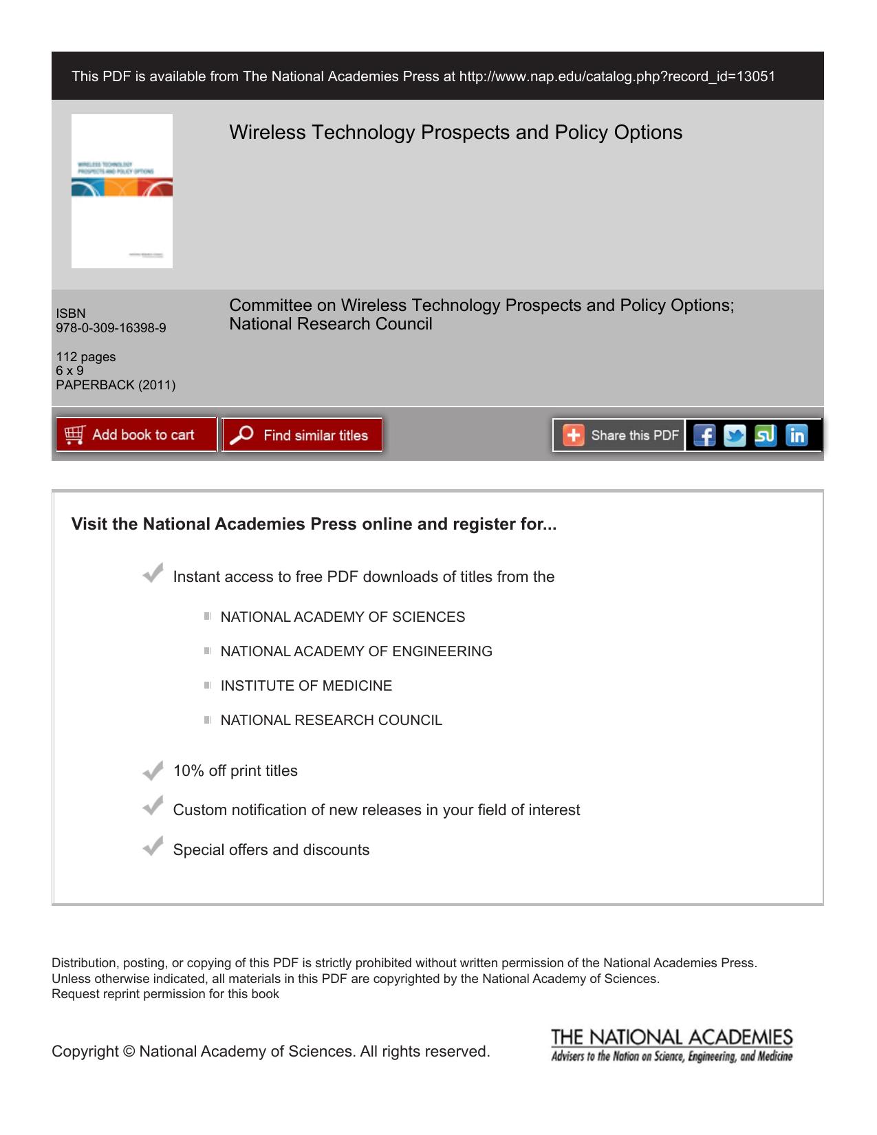 Wireless Technology: Prospects and Policy Options