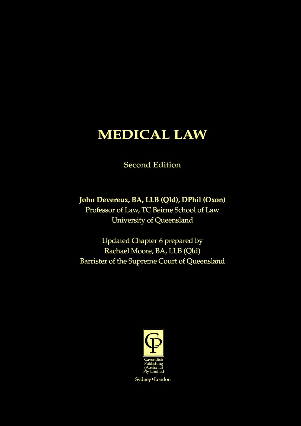 Medical Law, Second Edition