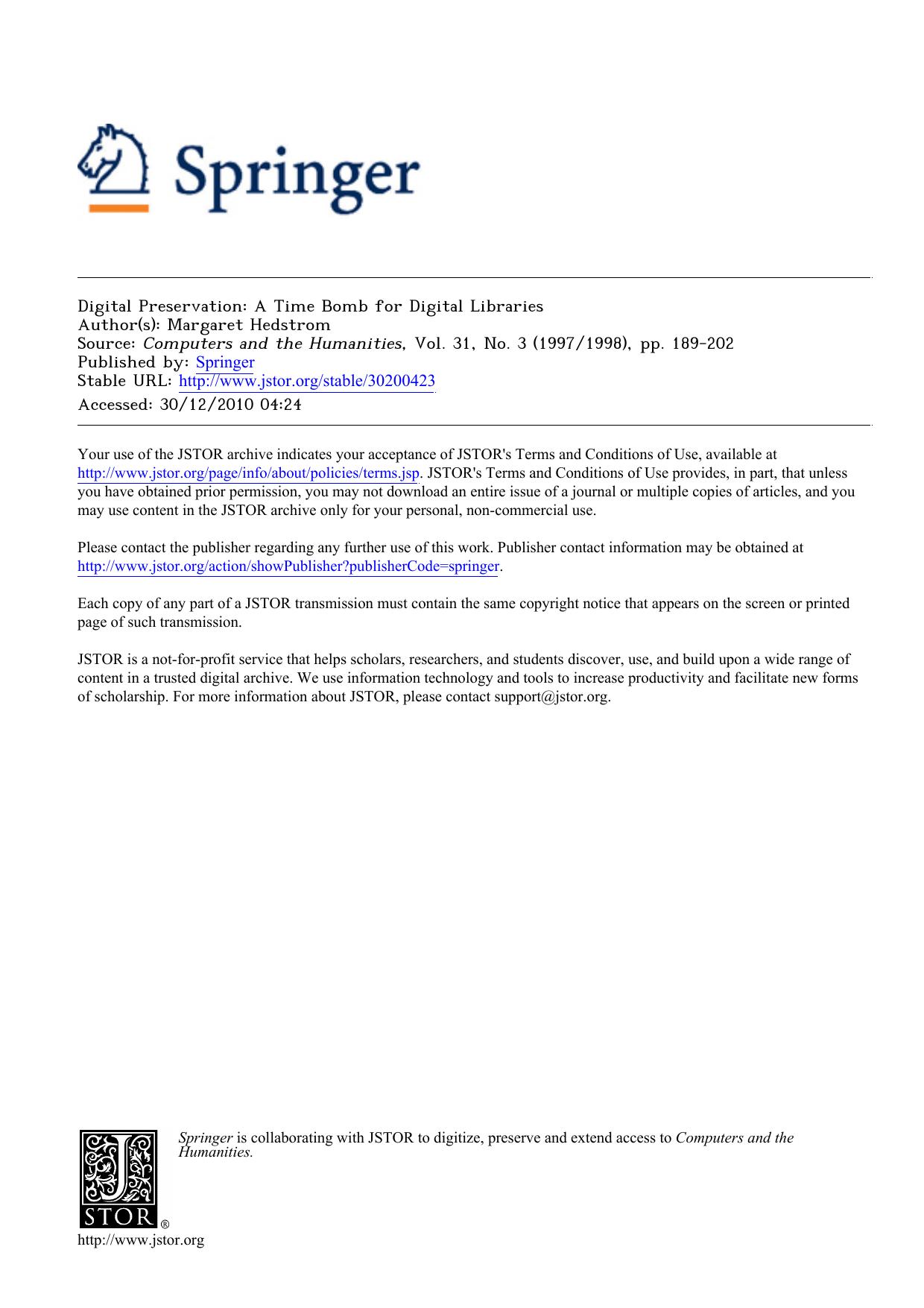 Digital Preservation: A Time Bomb for Digital Libraries