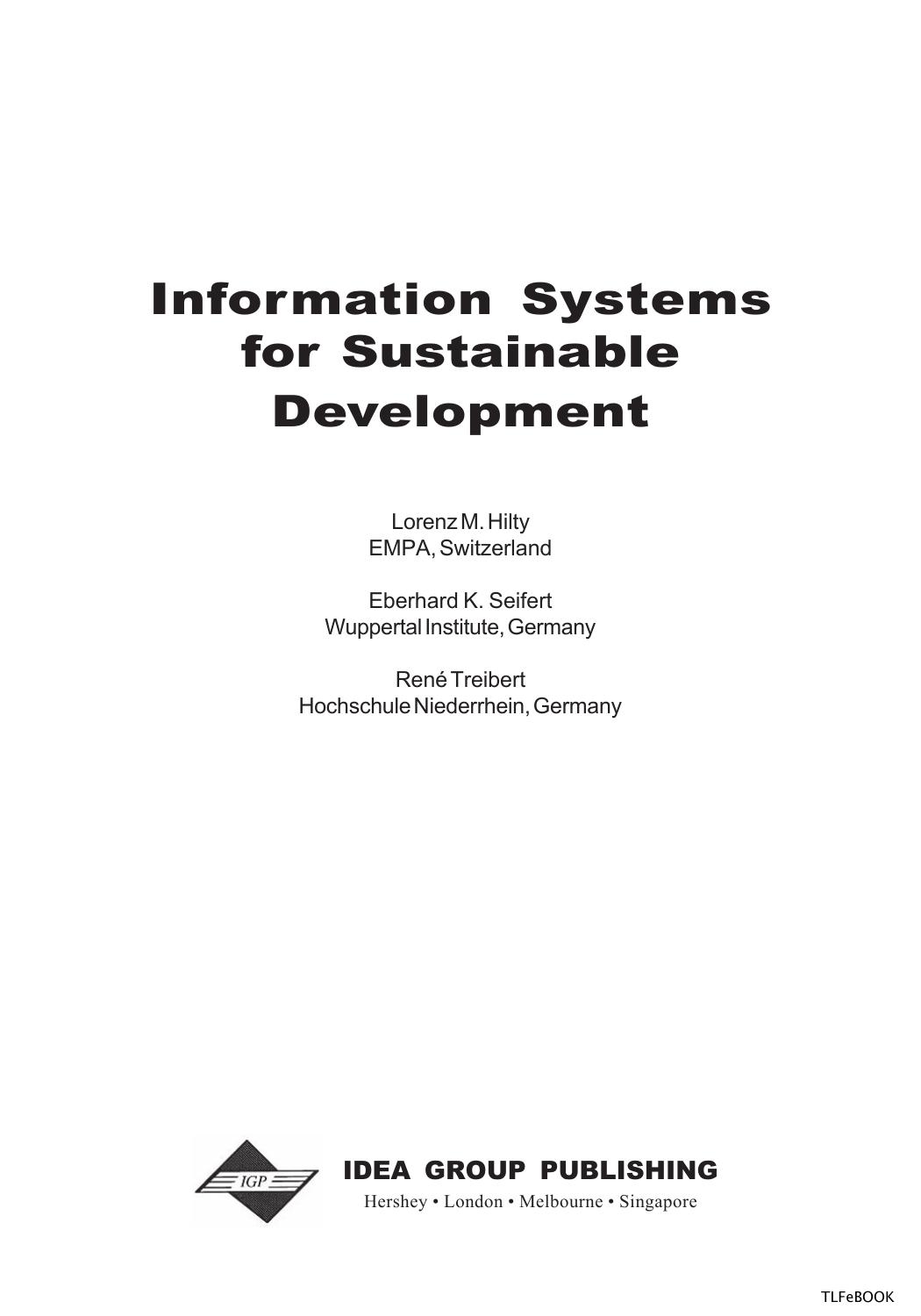 Idea Group - Information Systems for Sustainable Development