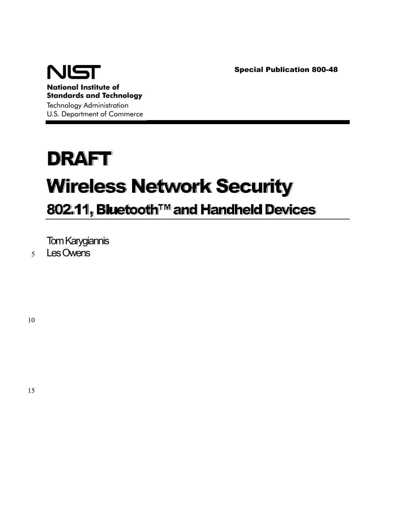 Wireless Network Security: 802.11, Bluetooth™ and Handheld Devices