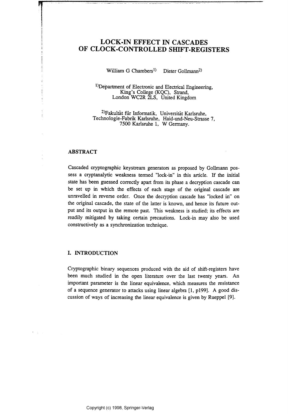 Lock-in effect in cascades of clock-controlled shift-registers