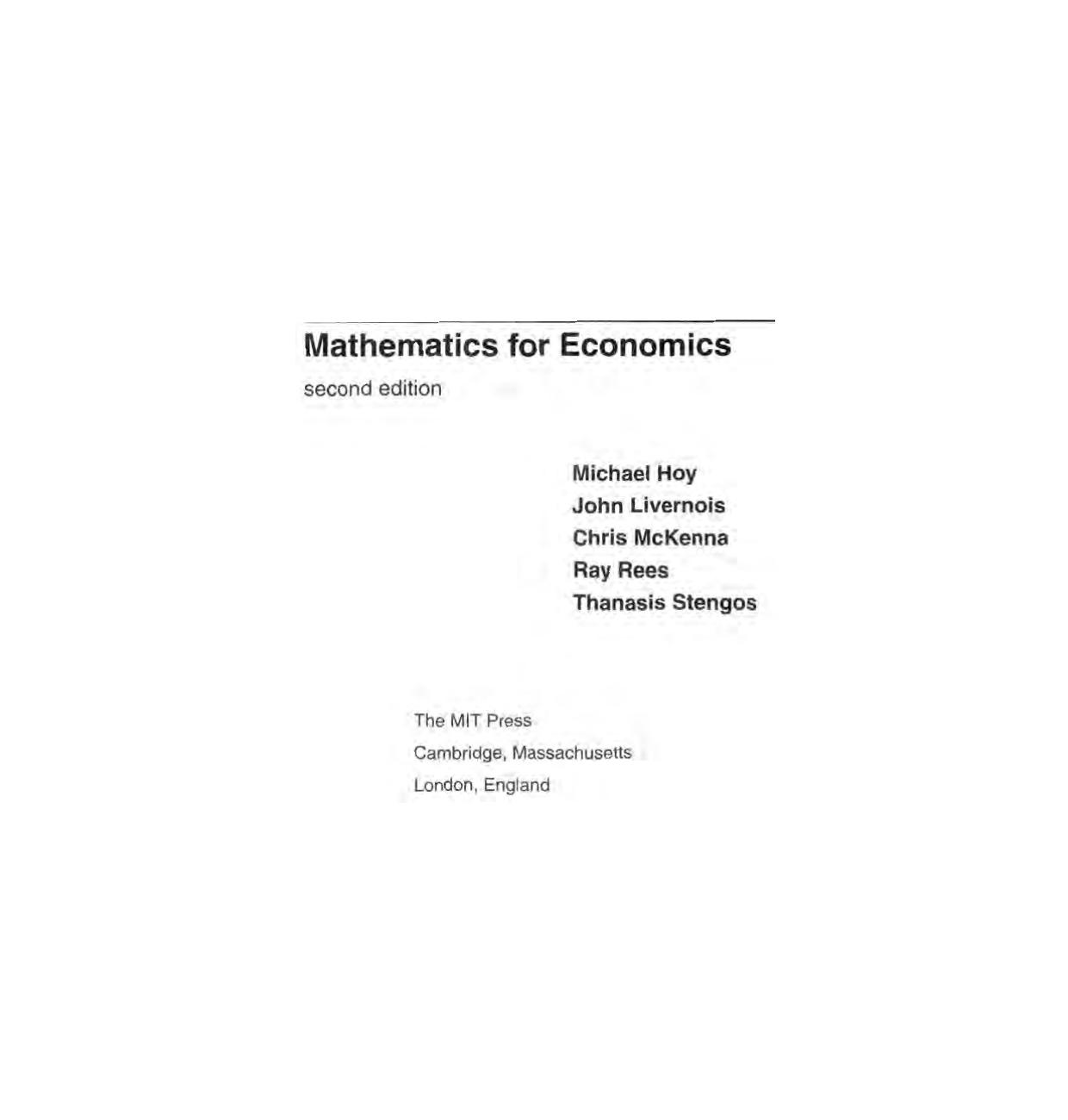 Mathematics for Economics