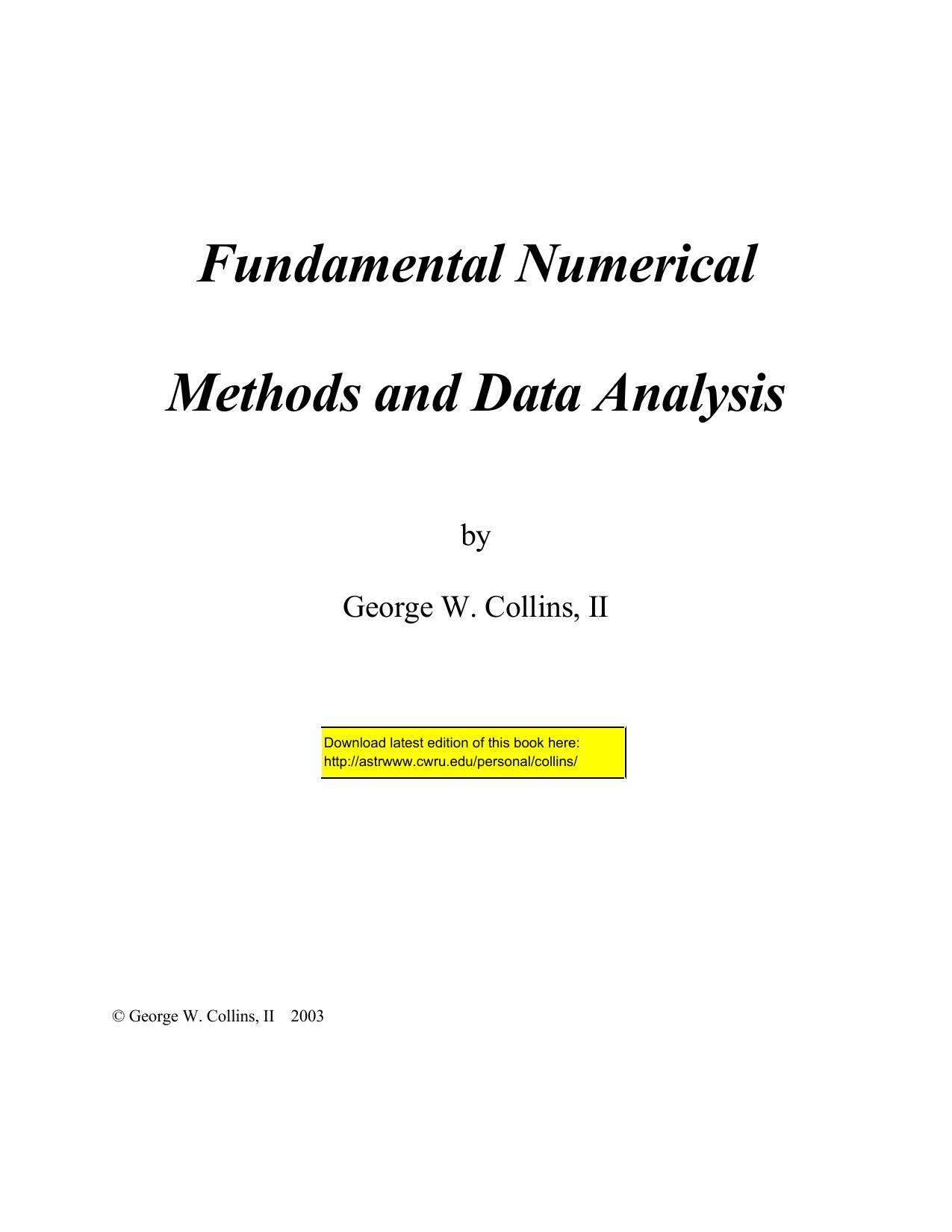 Fundamental Numerical Methods and Data Analysis