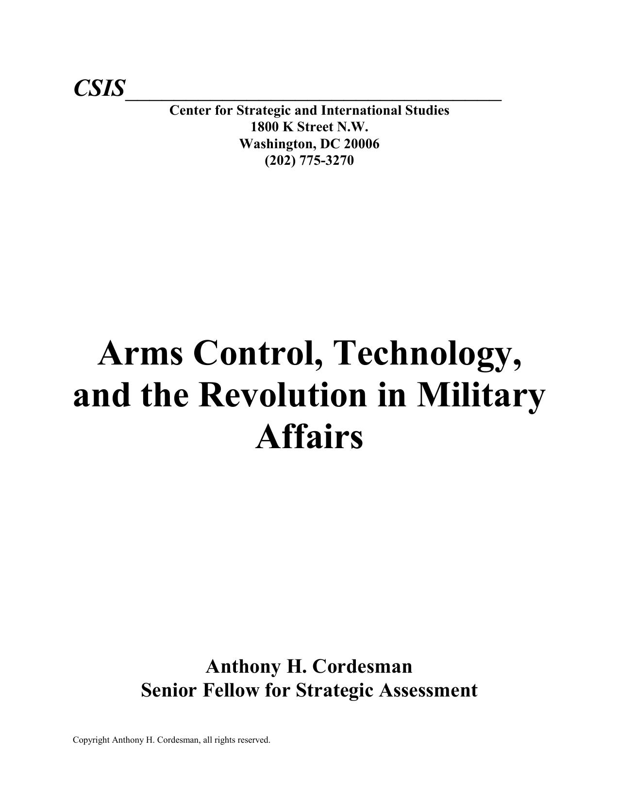 Arms Control, Technology,