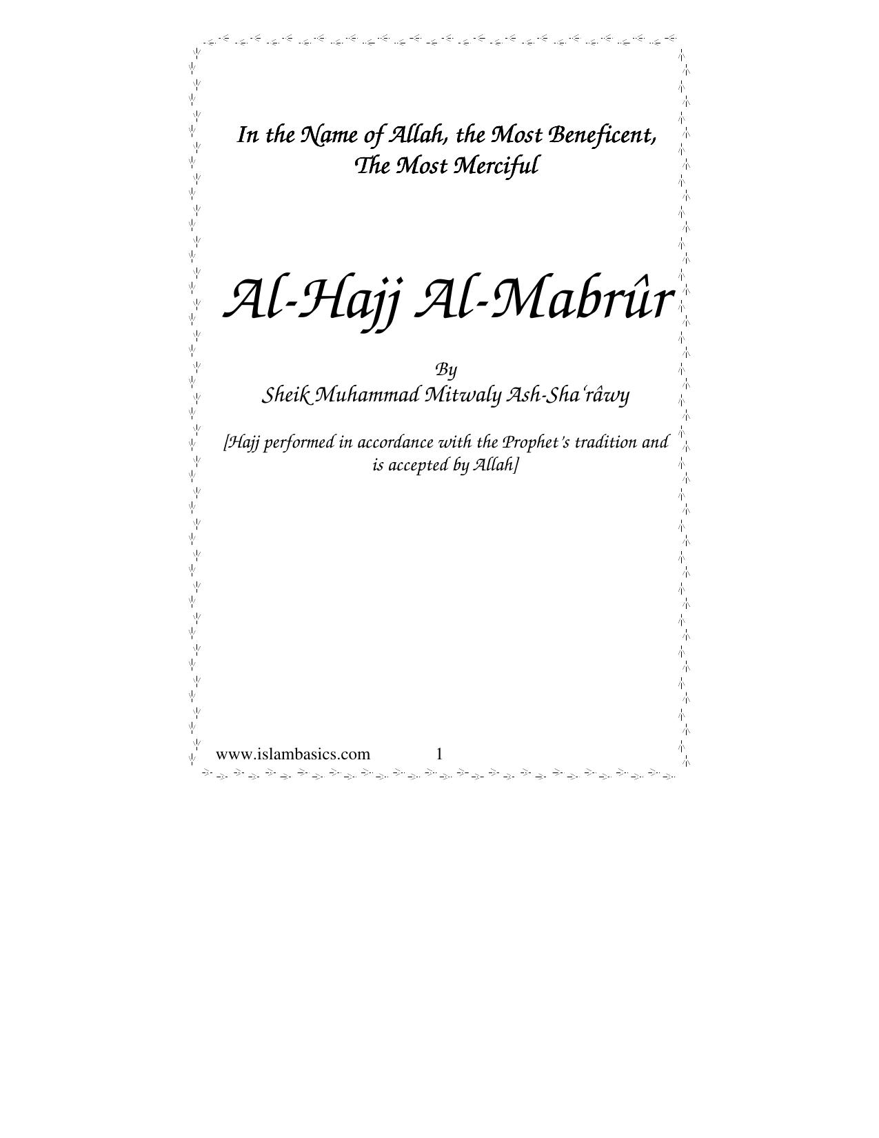 Microsoft Word - Al-Hajj Al-Mabroor.doc