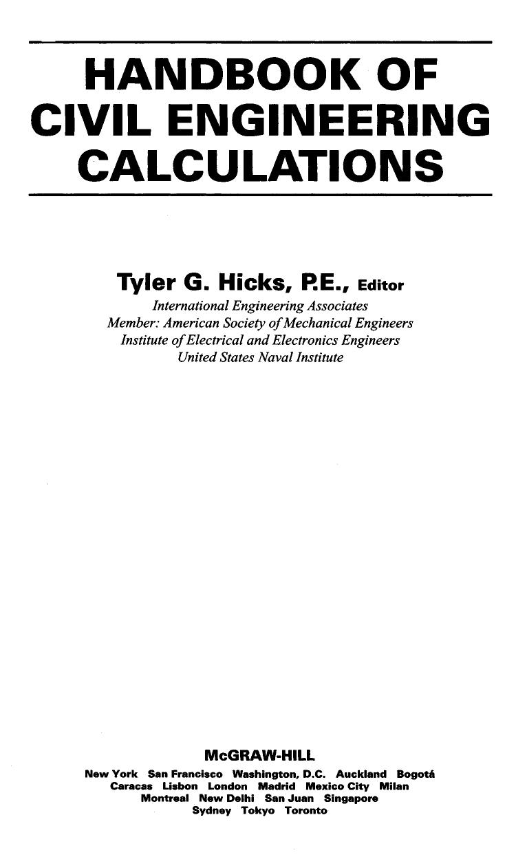 Handbook of Civil Engineering Calculations