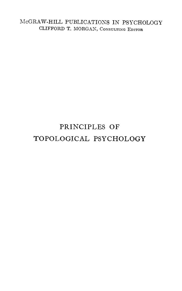 Principles Of Topological Psychology