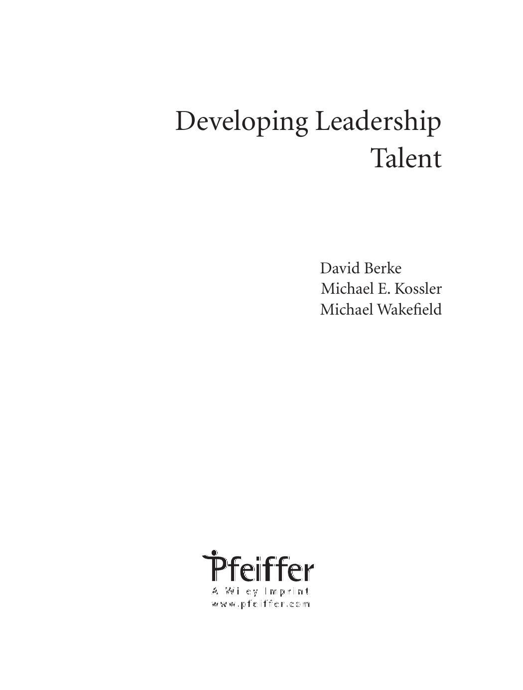 Developing Leadership Talent