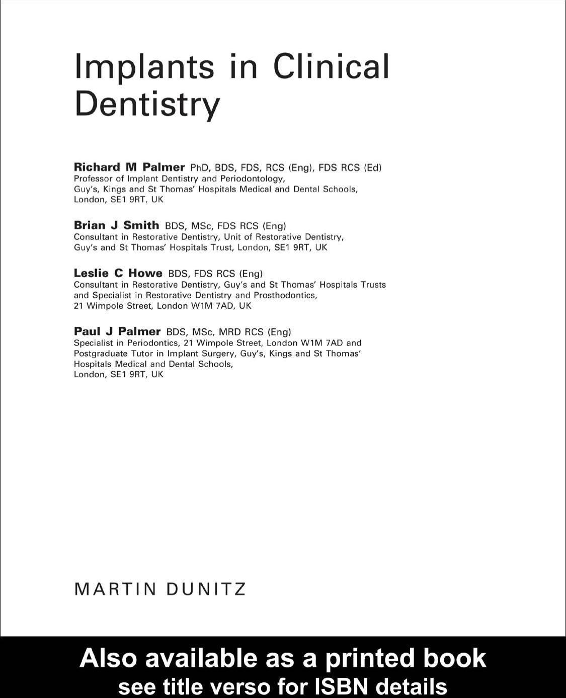 Implants in Clinical Dentistry