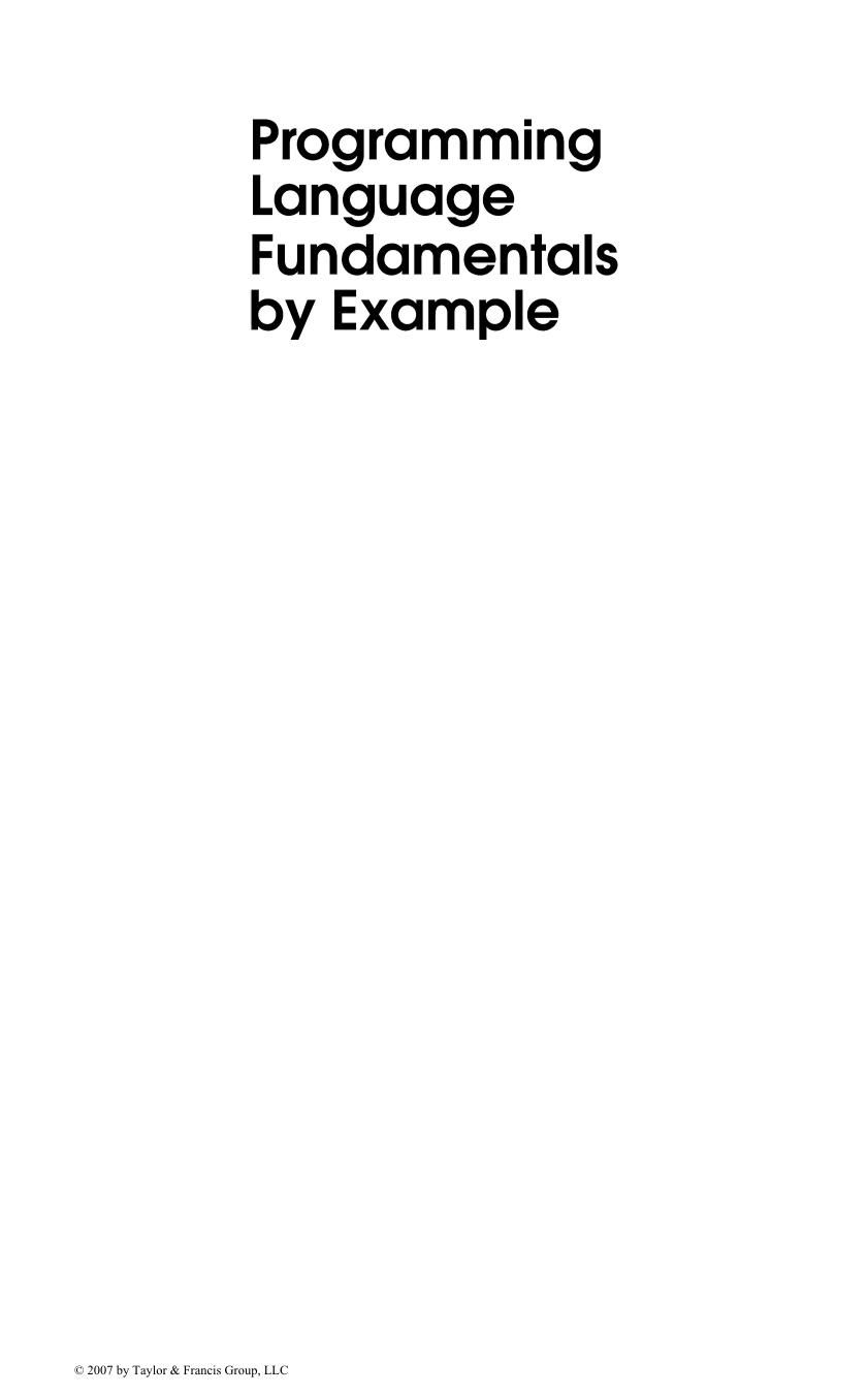 Programming Language Fundamentals by Example