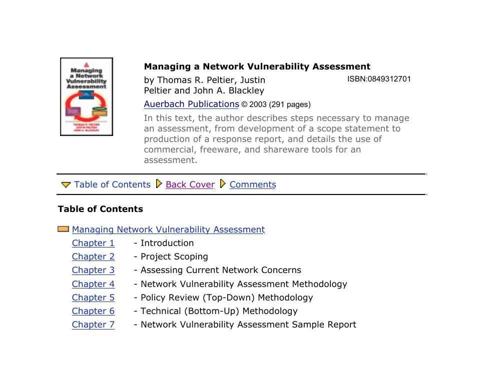 Managing a Network Vulnerability Assessment