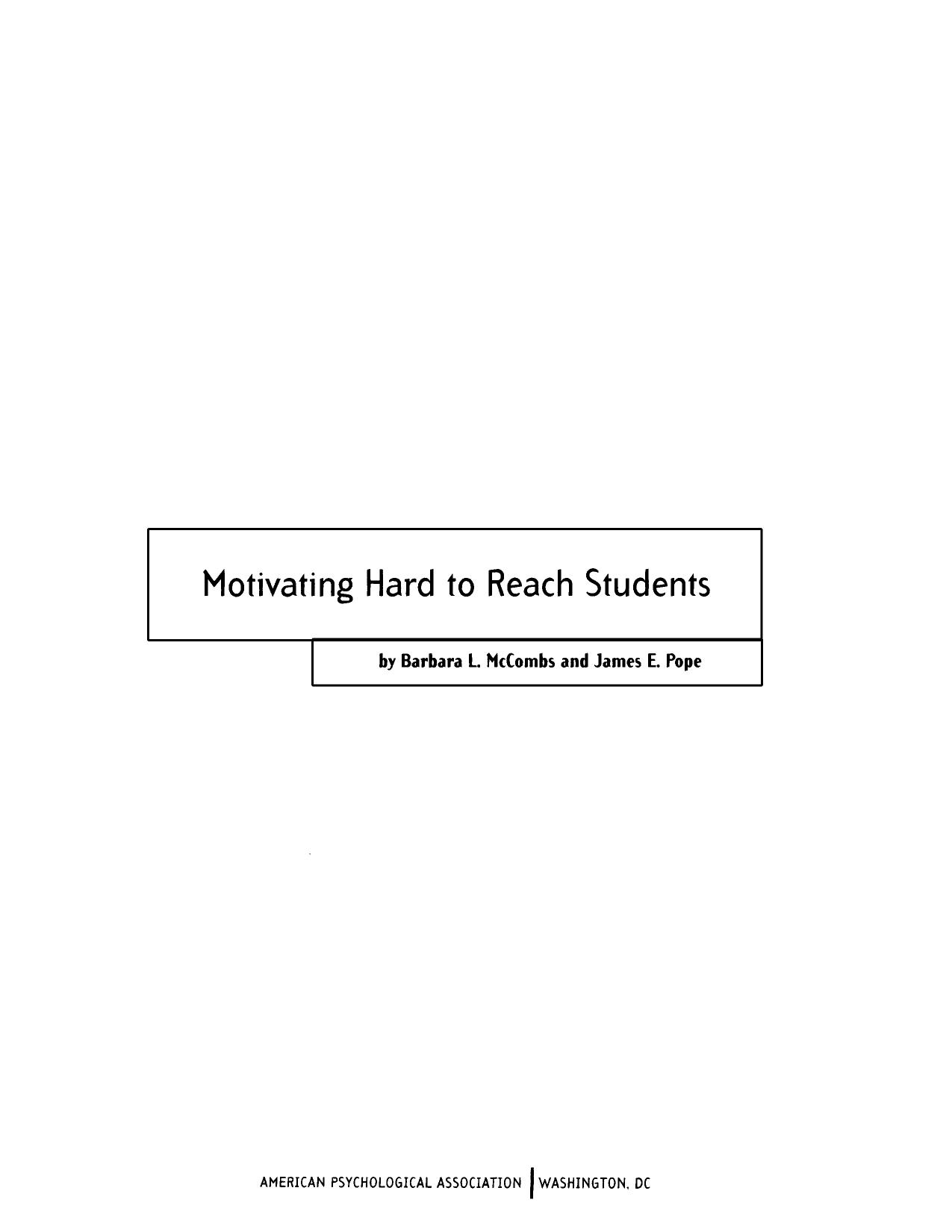 Motivating hard to reach students Front Matter