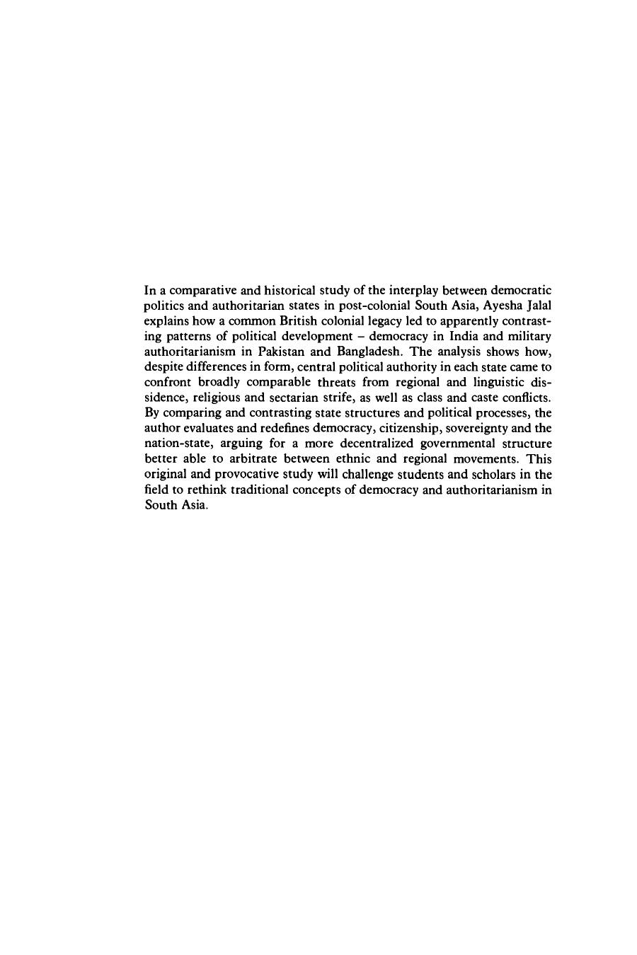 : Democracy and Authoritarianism in South Asia: