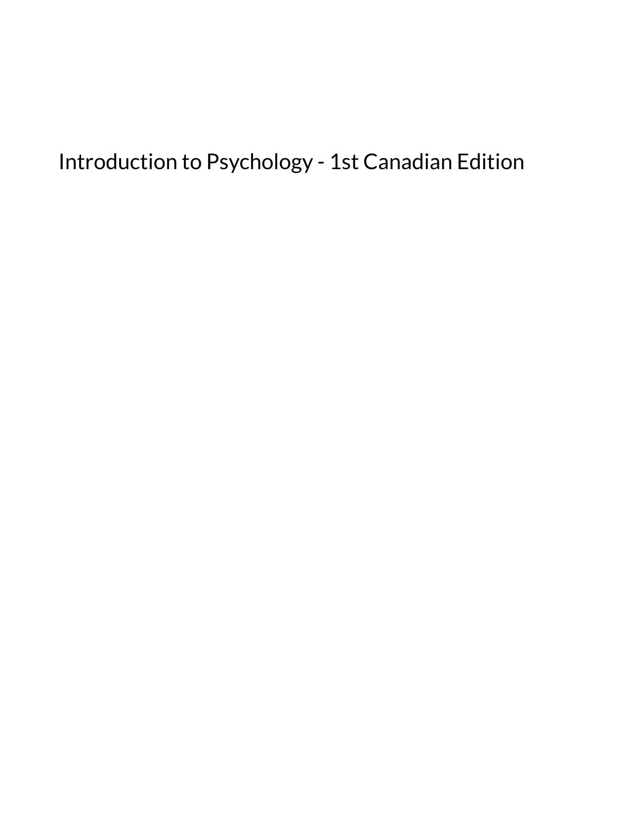 Introduction to Psychology