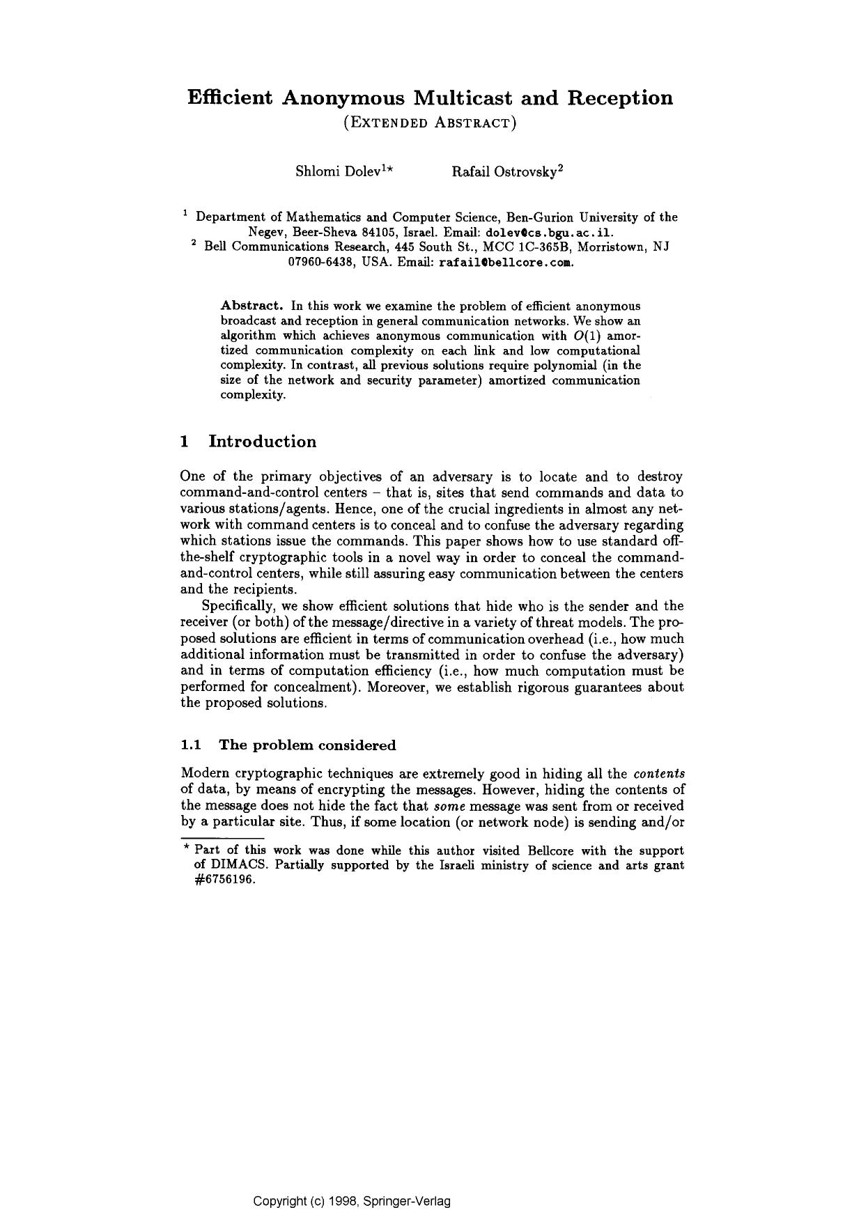 Efficient Anonymous Multicast and Reception