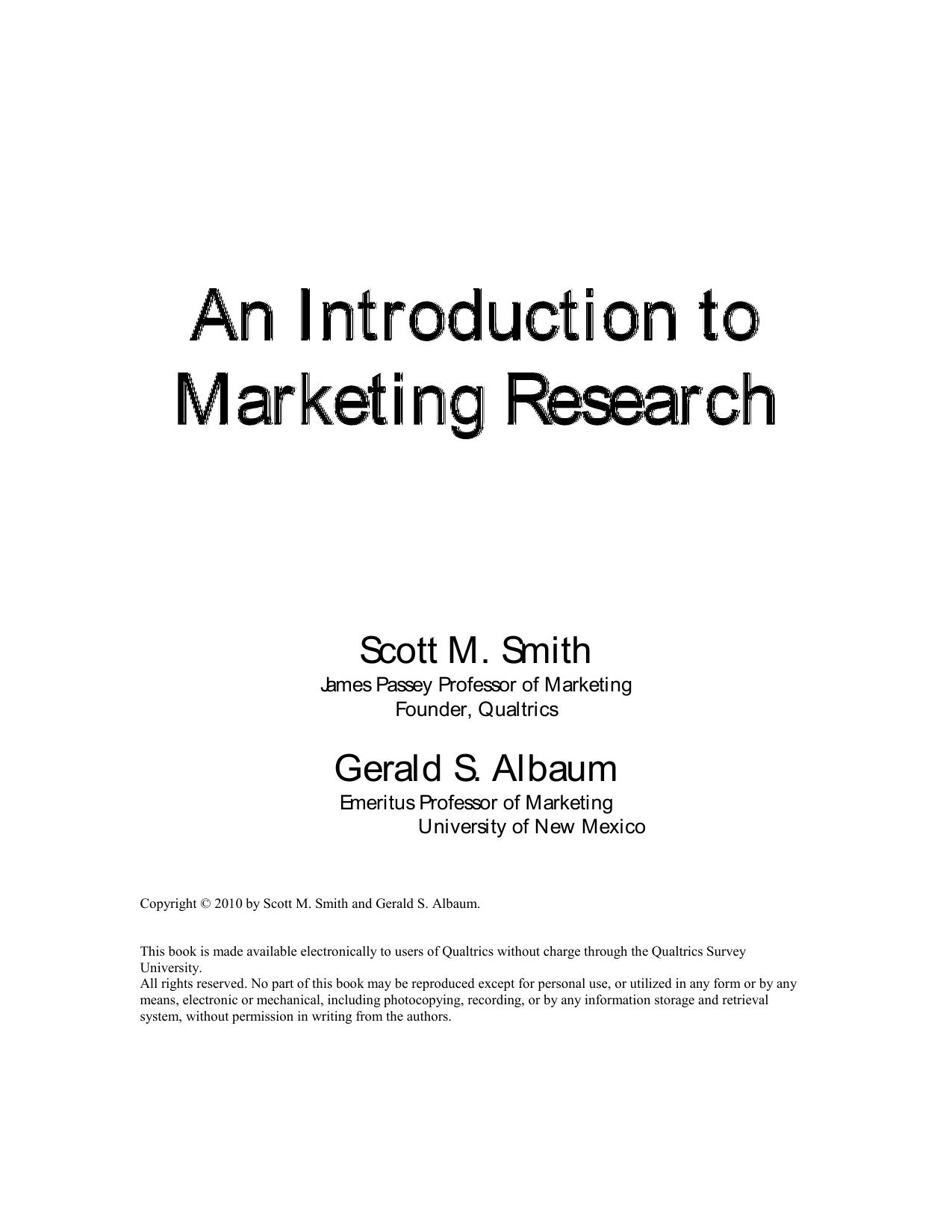 An Introduction to Marketing Research