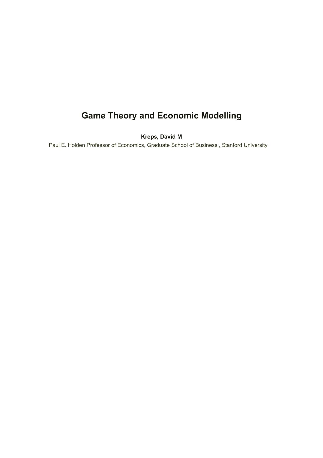 Microsoft Word - Game Theory and Economic Modelling.doc