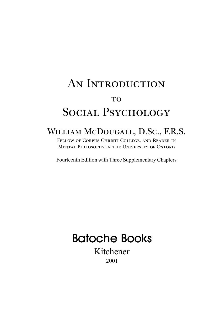 An Introduction to Social Psychology