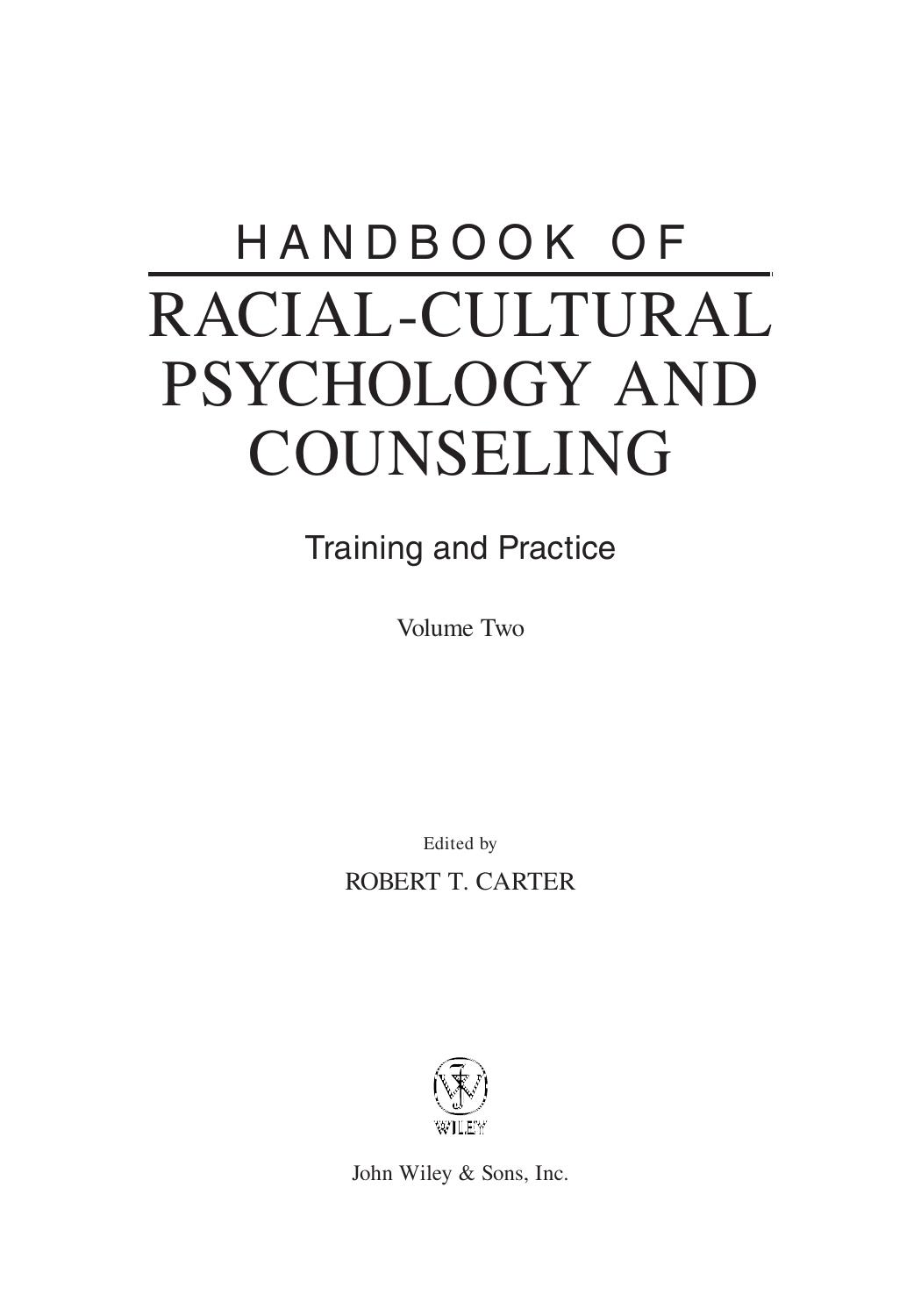 Handbook of Racial-Cultural Psychology and Counseling