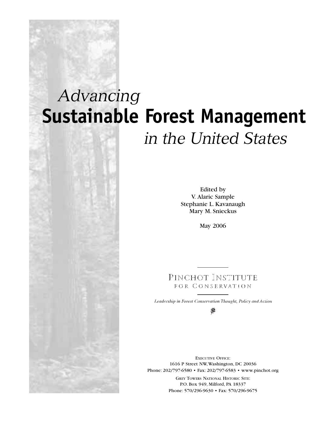 Advancing Sustainable Forest Management in the United States