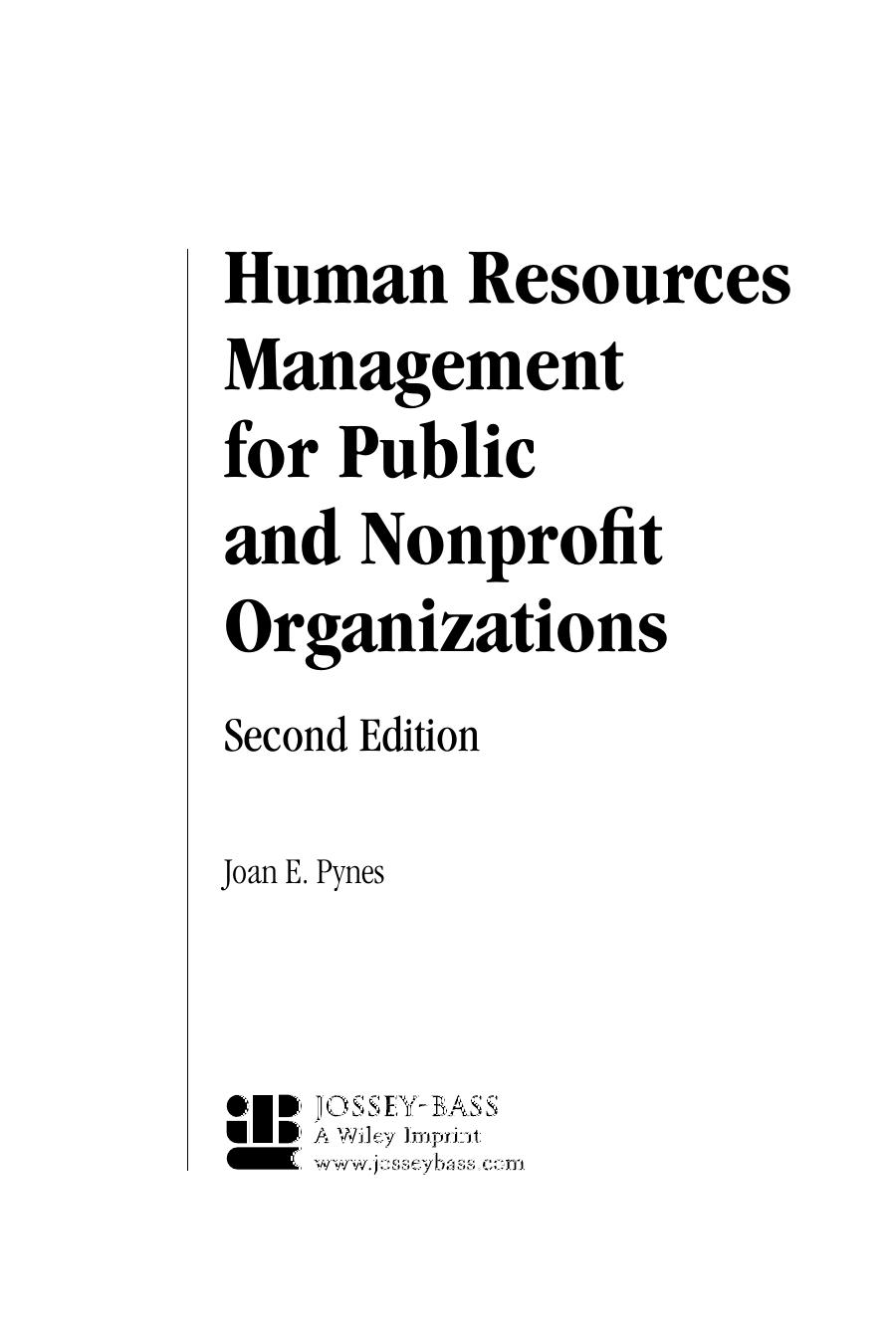 Human Resources Management for Public and Nonprofit Organizations, 2nd Edition