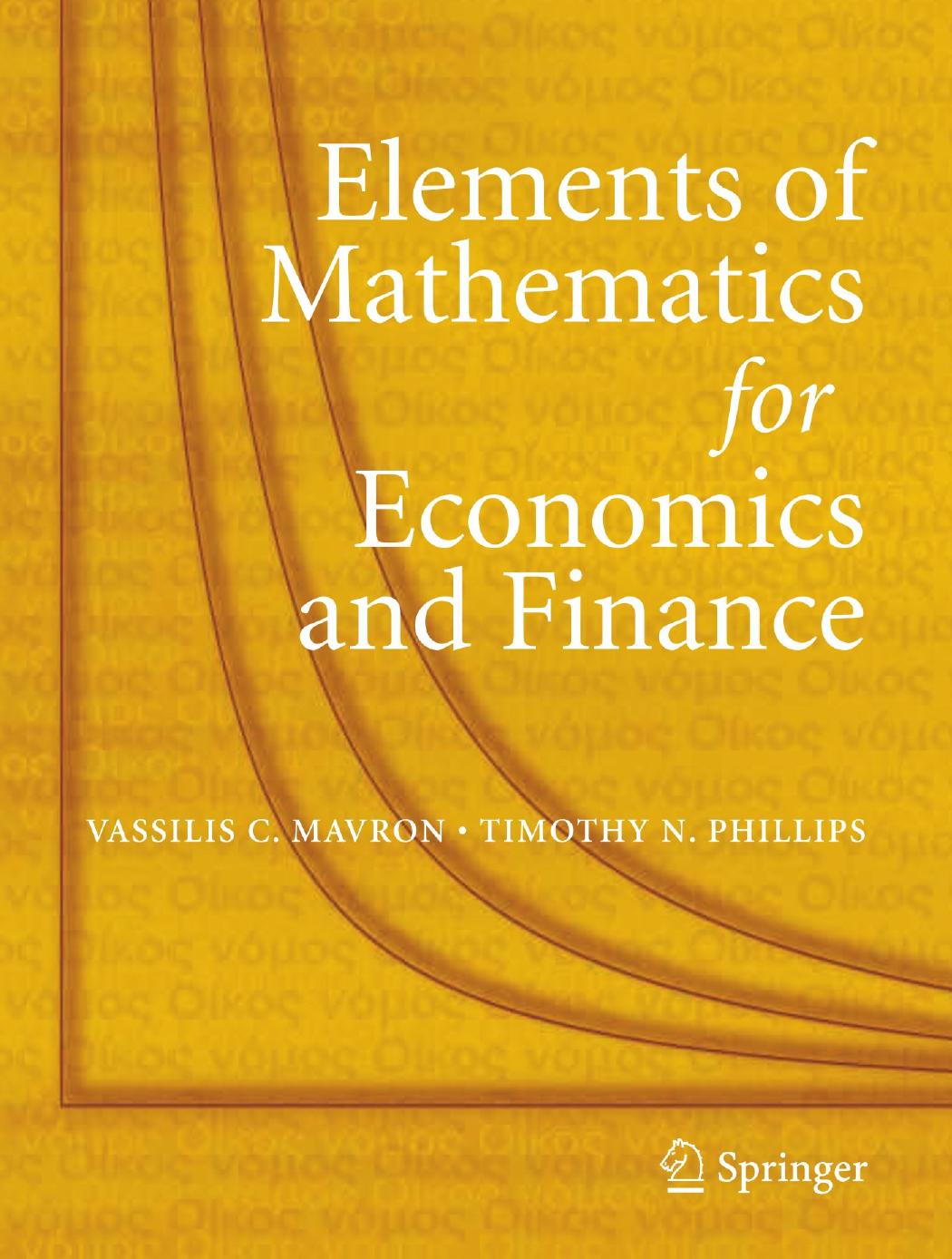 Elements of Mathematics for Economics and Finance
